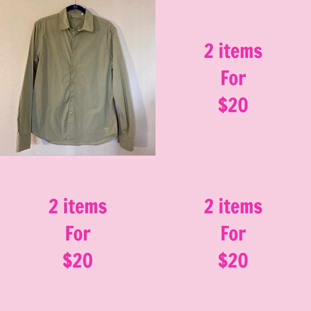 3/$30 Vintage 90s Guess Womens Gray Long Sleeve Boyfriend Button Up Shirt Large